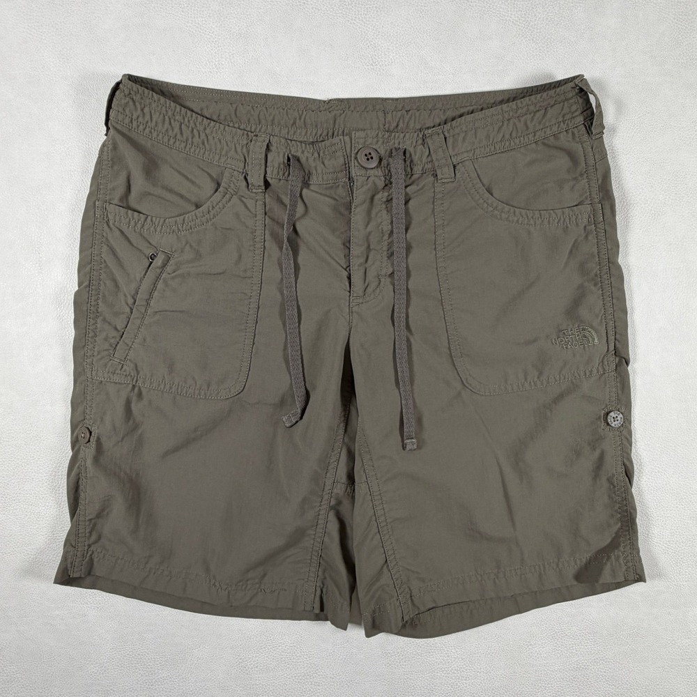 The North Face Womens Size 8 Horizon‎ Hiking Shorts Olive Green Roll Up Nylon
